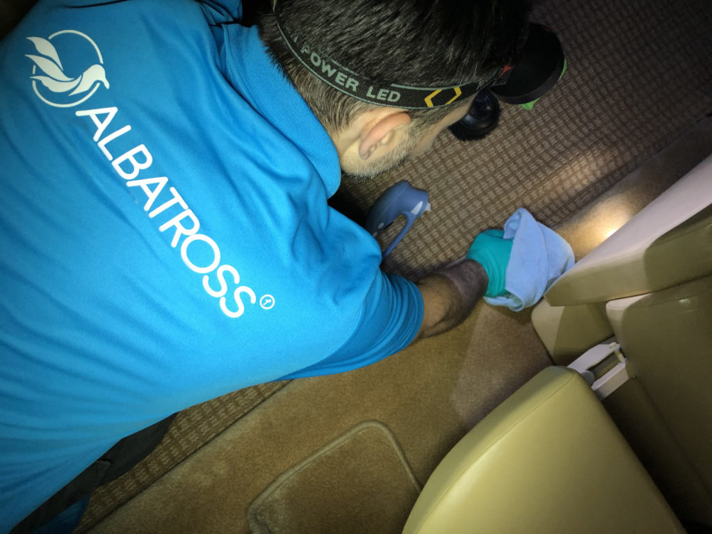 Albatross' disinfection procedure targets the tough spots in which bacteria thrive, but is tailored to each aircraft and also ensures that the aircraft stay bacteria-free for the long-haul. Albatross Photo