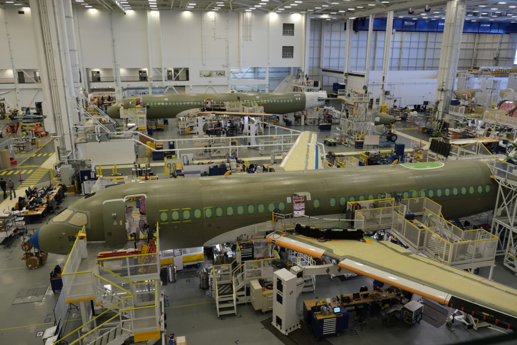 Although Airbus shares the Mirabel facility with Bombardier's regional jet production, Balduchhi said the space would be used to ramp up A220 production by the end of 2020. Howard Slutsken Photo