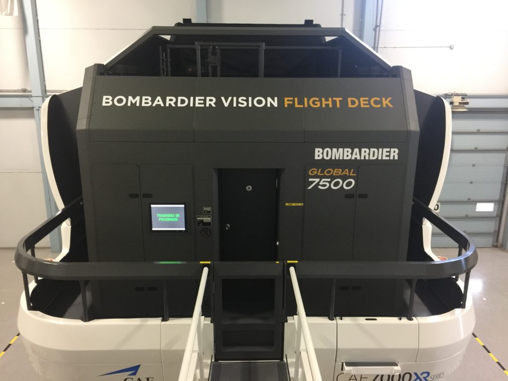 The brand-new CAE Bombardier Global 7500 business jet FFS will be ready for training in 2021 at the ECFT centre in Al Garhoud, Dubai. CAE Photo
