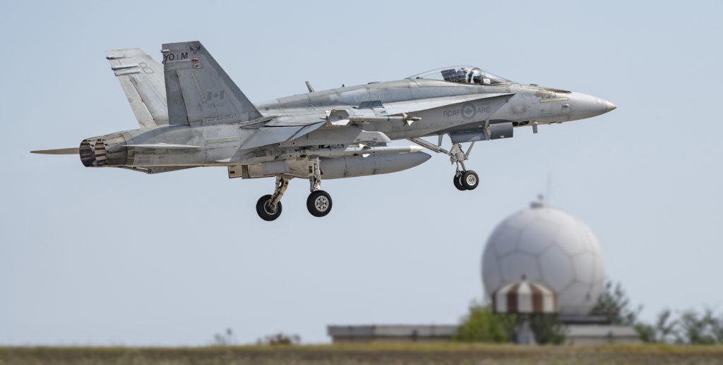 Air Task Force commander, LCol Forrest Rock takes off in a Royal Canadian Air Force CF-188 Hornet aircraft during Operation Reassurance-Air Task Force Romania at the Mihail Kogalniceanu Air Base, Romania on Sept. 6, 2019. LS Erica Seymour/RCAF Photo