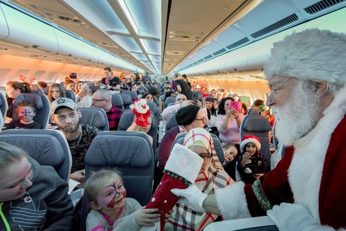 Air Transat's 'Flight in search of Santa' in support of the Children's Wish Foundation. Air Transat Photo