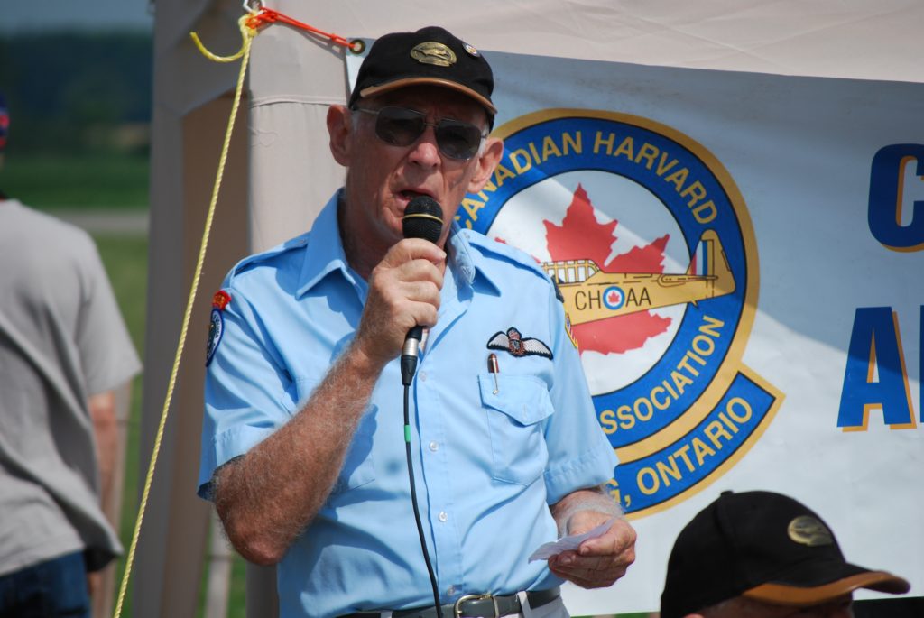 Bob Hewitt speaks at a function of the Canadian Harvard Aviation Association, of which he was the founding president. Dave Hewitt Photo 