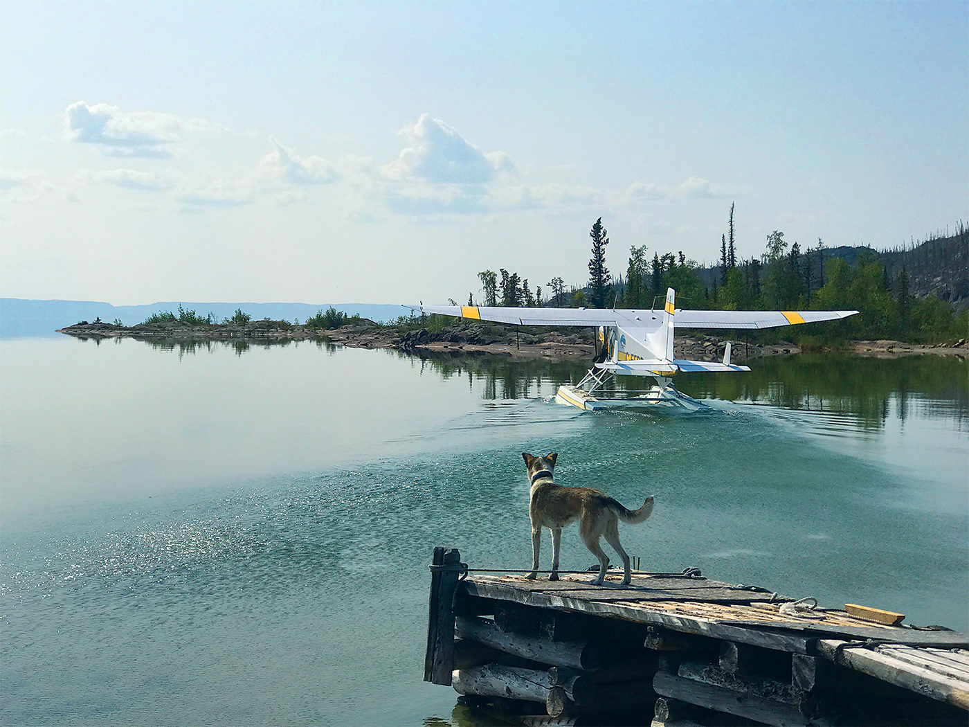 With a 97-kilometre (60-mile) fetch of open water to the southwest, a glassy-calm summer morning for float flying is a real pleasure. Kristin Gilbertson Olesen Photo