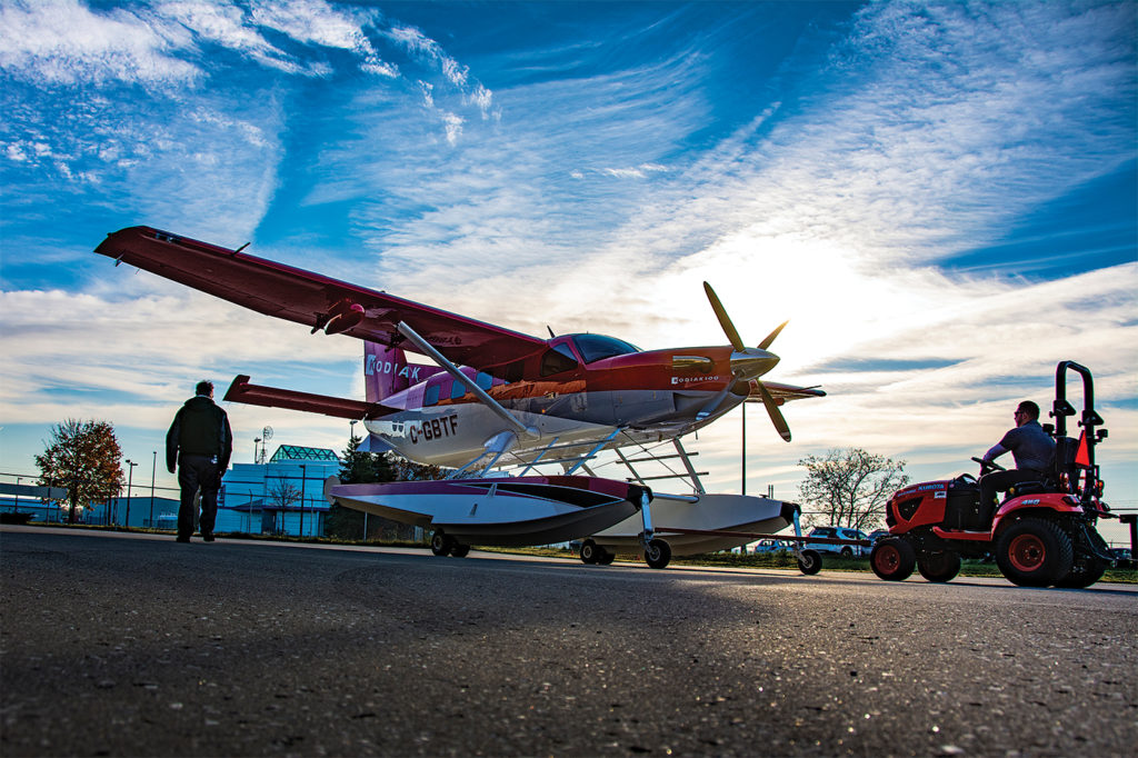A beauty and a beast: Nobody ever said a pretty airplane had to be small! When sitting on the ramp on its floats, the Kodiak appears massive. Eric Dumigan Photo