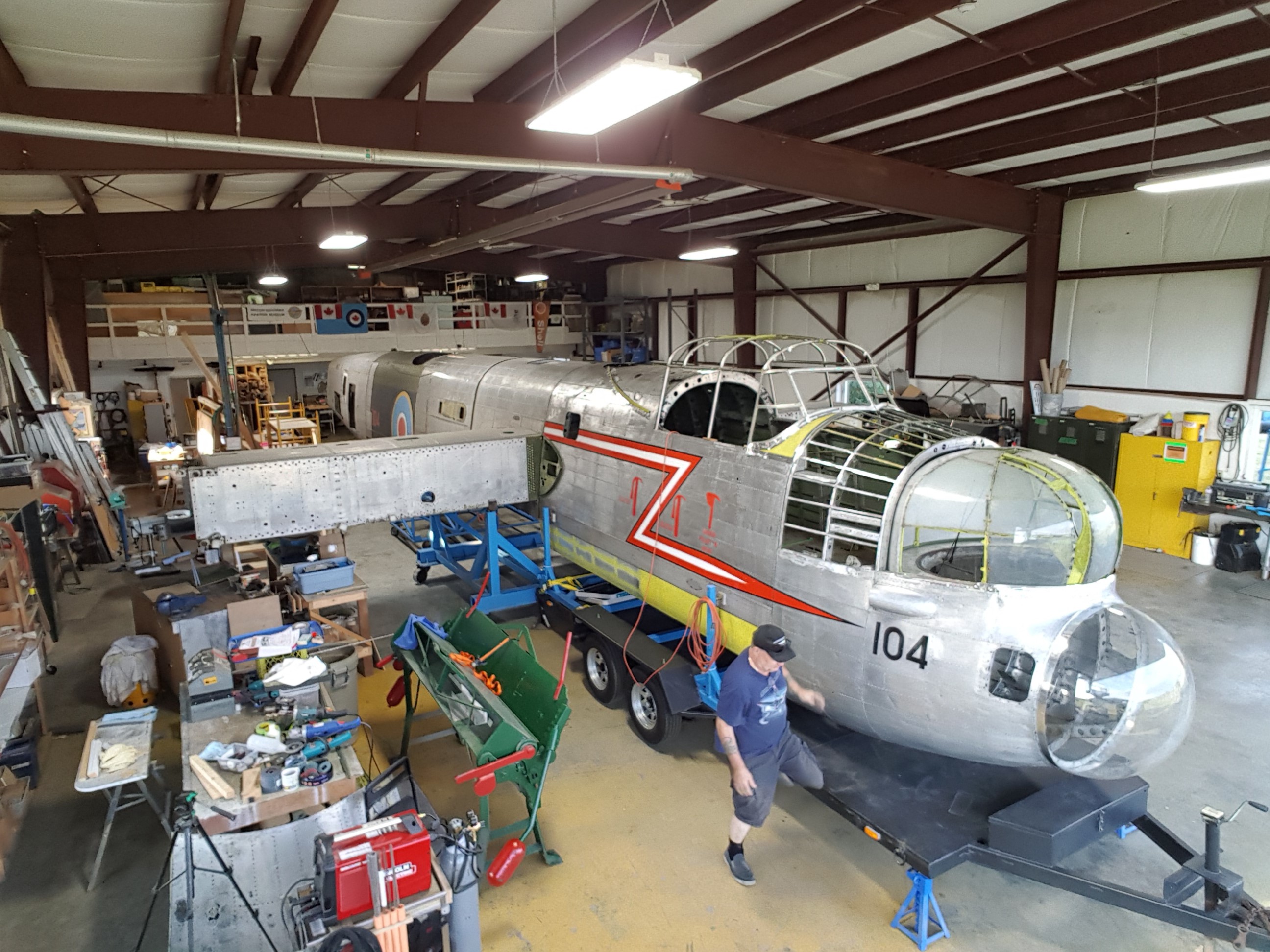 The nose and cockpit section of FM104 were carefully secured to a trailer in spring 2019 to highlight the restoration project at local parades and events. Grant Hopkins Photo