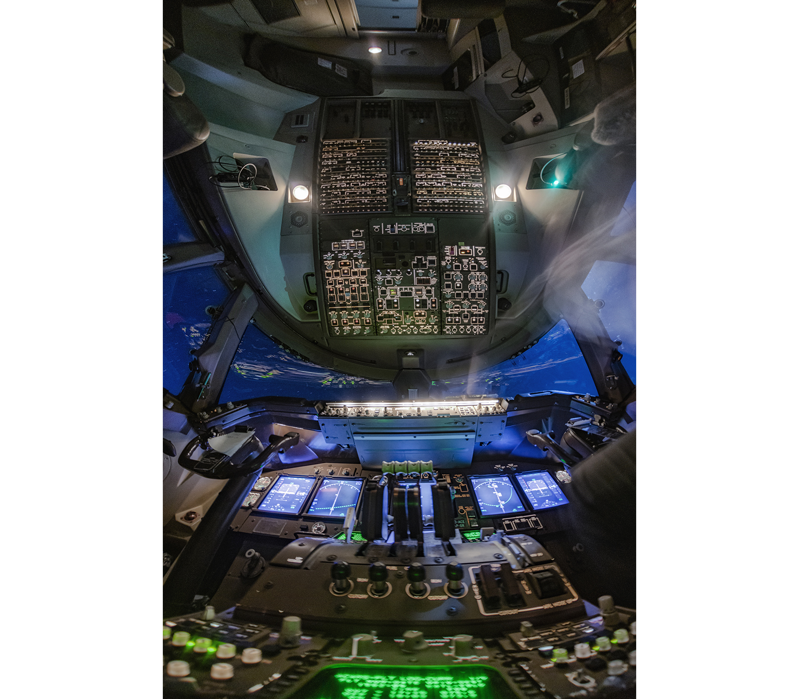 747 cockpit star night sky