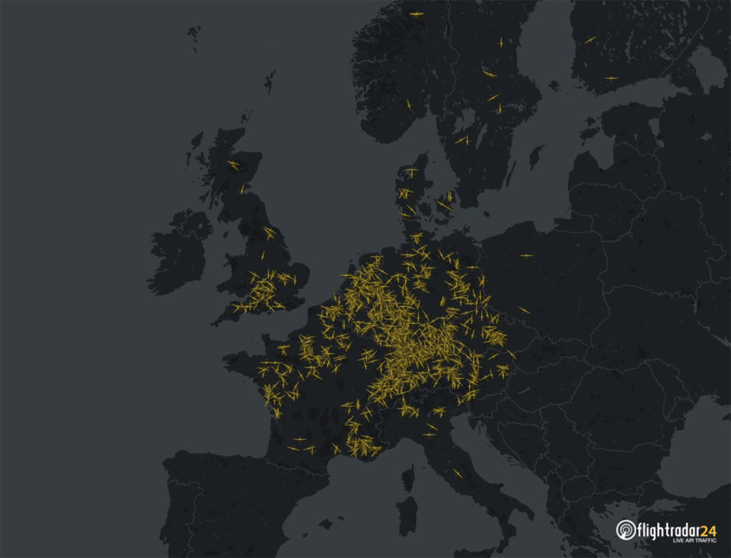 Lately, glider pilots have been taking advantage of being able to get out of the house while still practicing social distancing. On June 1, 2020, Flightradar24 tracked roughly 1,200 gliders over Europe. Flightradar24 Image