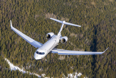 Bombardier G7500 over the skies of Revelstoke, BC