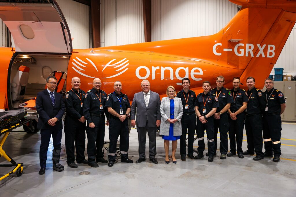 Ornge air ambulance aircraft and crew