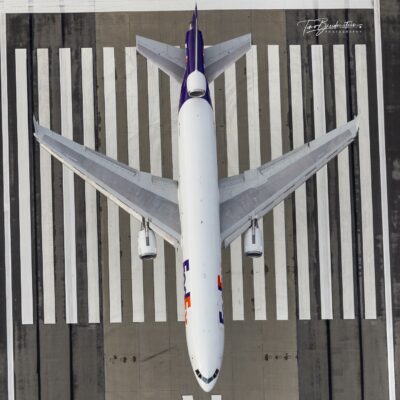 Top-down view of a FedEx MD-11 seconds before touchdown at Ted Stevens Anchorage International Airport. Photo submitted by Timo Breidenstein (Instagram user @tb_aviation_photography)
